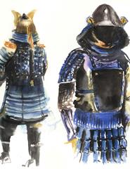 Armaduras Samurai - oficina de aguarela