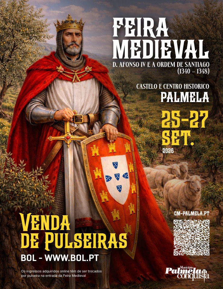 Cartaz de Feira Medieval de Palmela 2026 em Castelo e Centro Hist.